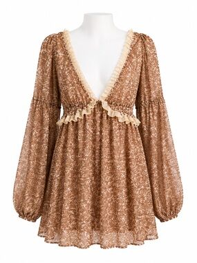 Size M Free People Pennie Mini Dress Ivory Combo Floral Boho Lace